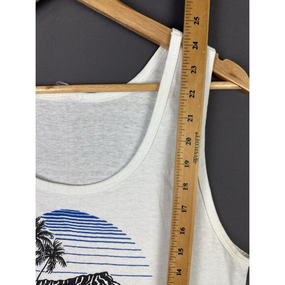 Vintage 1988 Waikiki Beach Hawaii White Tank Top Fits Small Nature Earth Art - Picture 10 of 10